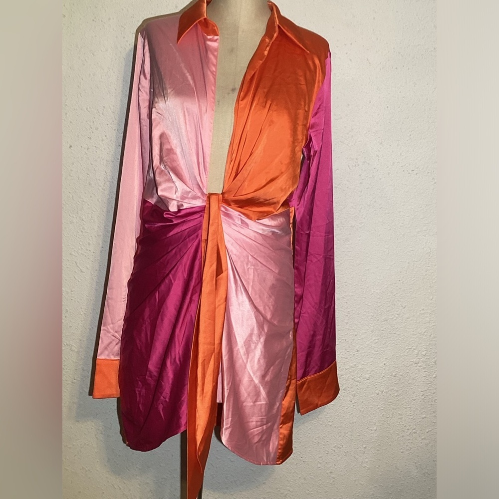 Fashion Nova color block satin mini dress size XL - Picture 7 of 8